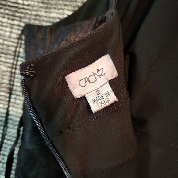 Cache Party Formal Dress Shimmering Ruffled Black size 2 LBD - Picture 8 of 14